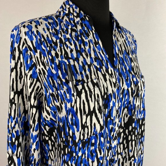 Talbots Nantucket Petites LP Multicolor Patterned Button Down Roll Tab Sleeves - Picture 2 of 12